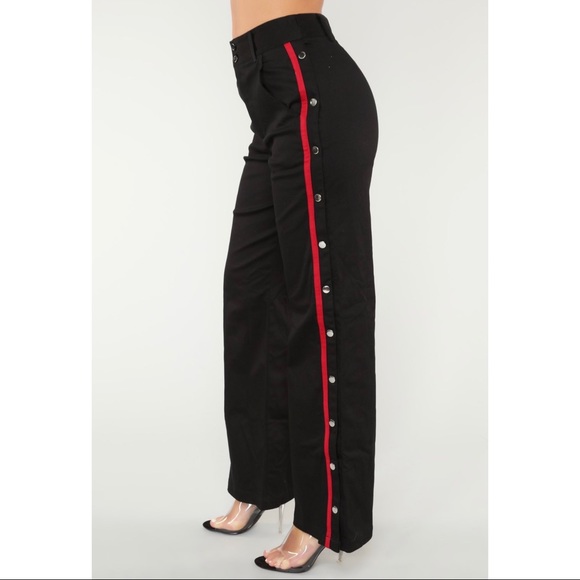 NWT FASHION NOVA BLACK RACER STRIPE PANT - Picture 5 of 5